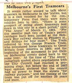First Tramcars in Melbourne