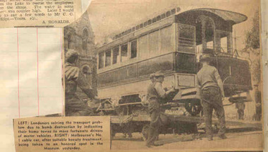 Newspaper, "Lament and Reverie on Passing of Melbourne's Cable Trams", "Cable Trams .... Clang Into History", 1940