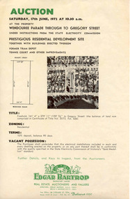 Pamphlet, Edgar Bartrop, Auction Notice - for the sale of the former SEC tram depot, 1972