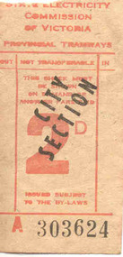Ephemera - Ticket/s, State Electricity Commission of Victoria (SEC), SEC City Section 2d, 1950's