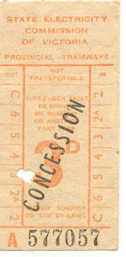 Ephemera - Ticket/s, State Electricity Commission of Victoria (SEC), SEC 3d City Section, 1950's
