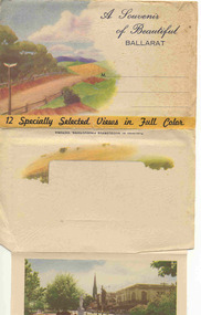 Postcard - Folder set, Nu-color-vue or Nucolorvue Productions, "A Souvenir of Beautiful Ballarat", late 1940's