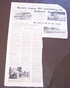 Newspaper, Arthur Walker - The Courier, "Electric trams did something for Ballarat", 12/09/1970 12:00:00 AM