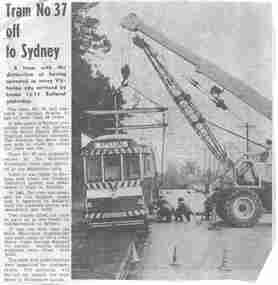Newspaper, The Courier Ballarat, "Tram No 37 off to Sydney", Sep. 1971