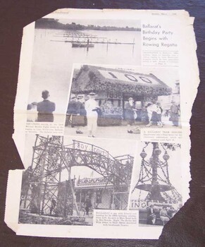 Newspaper clipping - "Ballarat's Birthday Party Begins with Rowing Regatta"