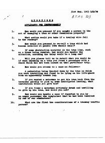Document - Instruction, State Electricity Commission of Victoria (SEC), "Questions  /  Applicants for Inspectorship ", May. 1963