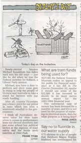 Newspaper, The Courier Ballarat, "What are tram funds being used for?", 2/12/2004