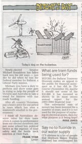 Newspaper, The Courier Ballarat, "What are tram funds being used for?", 2/12/2004