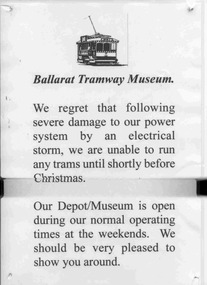 Sign, Ballarat Tramway Museum (BTM), Nov. 2004