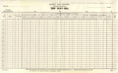 Document - Form/s, State Electricity Commission of Victoria (SECV), "Trip Way-Bill", 1950's, 1955, 1963