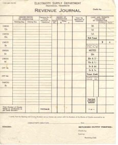 Document - Form/s, State Electricity Commission of Victoria (SECV), "Revenue Journal", 1950's, 1966