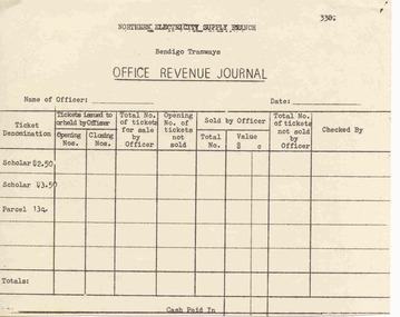 Document - Photocopy, State Electricity Commission of Victoria (SECV), "Office Revenue Journal", 1969