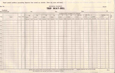 Document - Form/s, State Electricity Commission of Victoria (SECV), "Trip Way-Bill", 1969