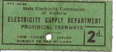 Ephemera - Ticket, State Electricity Commission of Victoria (SECV), "Section Ticket 2d", 1937