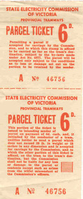 Ephemera - Ticket/s, State Electricity Commission of Victoria (SECV), Set of three SEC Parcel Tickets