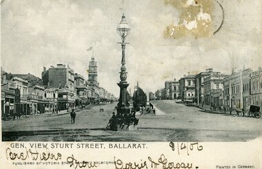 Postcard, Victoria Stamp Market and  Melbourne, Gen. View Sturt Street, Ballarat