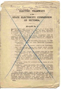 Book, State Electricity Commission of Victoria (SECV), "Electric Tramways of the State Electricity Commission of Victoria By-Law No. 1", 1932