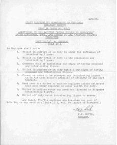 Document - Instruction, State Electricity Commission of Victoria (SECV), "Special Order 66/1", 1966