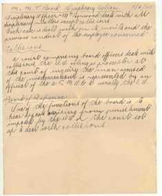 Document - Handwritten Notes, "M&MT Board Disciplinary Action.  5/6/41", 1941