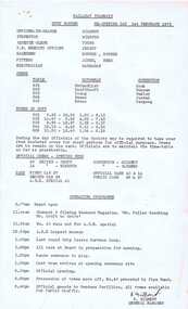 Document - Roster, Ballarat Tramway Preservation Society (BTPS), "Duty Roster Re-opening Day 1st February 1975", Jan. 1975