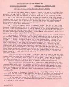 Programme, Association of Railway Enthusiasts (ARE), "Official Opening of the Ballarat Tourist Tramway", Jan. 1975