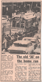 Newspaper, Herald Sun, "The old '36' on the home run", Sep. 1971