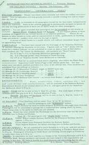 Ephemera - Tour Notes, Victorian Railways and  Australian Railway Historical Society, ARHS Tour to Ballarat, titled "The Ballarat Bonanza", Feb. 1967