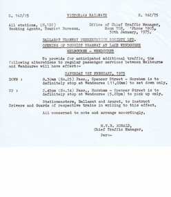 Ephemera - Tour Notes, Victorian Railways (VR), Victorian Railways "S" circular, 30/01/1975 12:00:00 AM