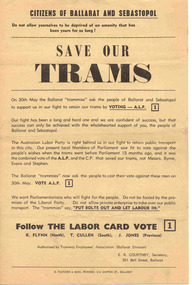 Poster, E. R. Courtney, "Save Our Trams", May. 1970