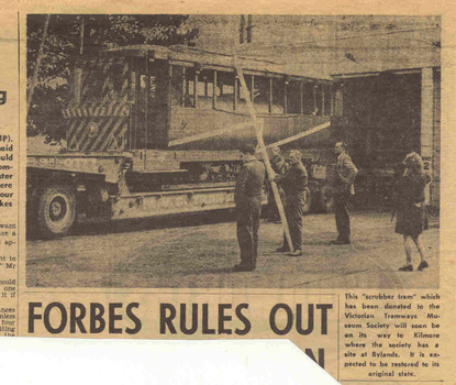 Ballarat Scrubber tram loaded on a truck