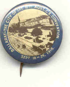 Badge - 1918 Ballarat Christian Convention badge, Sept. 2018