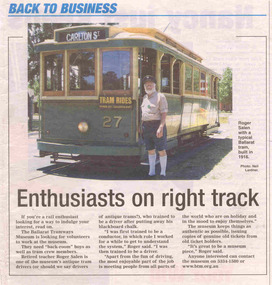 Newspaper, The Victorian Senior, "Enthusiasts on right track", Mar. 2006