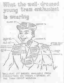 Pamphlet, David Frost, "What the well-dressed young tram enthusiast is wearing", c1980