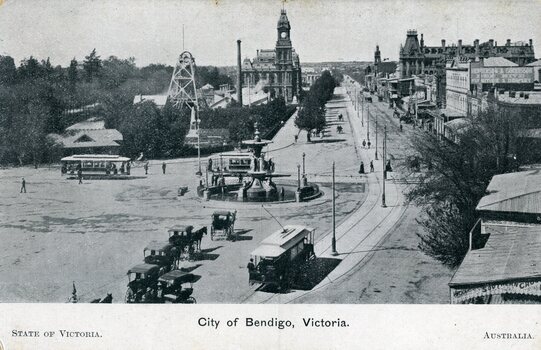Charing Cross Bendigo with three trams