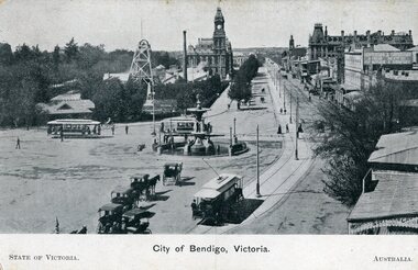 Charing Cross Bendigo with three trams