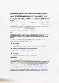 Document - Report, Graeme Cleak, "Trams, Deficits move out as private buses move in", 2006