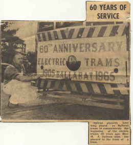 Newspaper, The Courier Ballarat, "60 years of service", 14/08/1965 12:00:00 AM