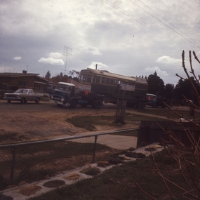 Slide - 42mm slide/s - set of 2 - tram 36 being moved to Melbourne, Mrs. Williamson?, 14/09/1971 12:00:00 AM