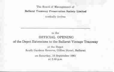 Memorabilia - Event Materials, Ballarat Tramway Preservation Society (BTPS), 24/08/2006 12:00:00 AM