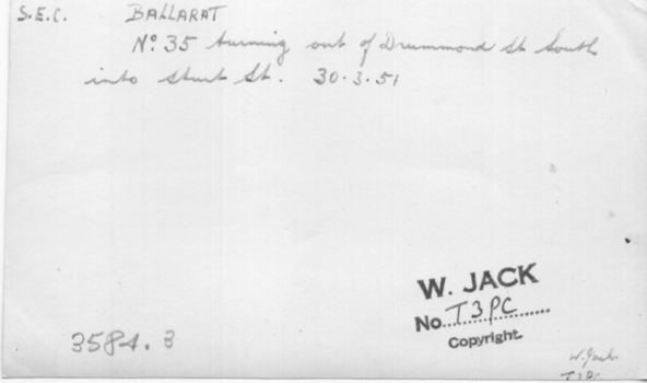 Wal Jacks notes on rear of print
