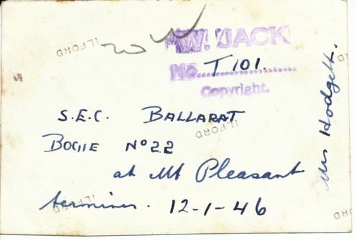 Notes on rear of print