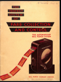 Manual, Bell Punch Co, "The Perfect System of Fare Collection and Control - The Automaticket Bell Punch System", c1935