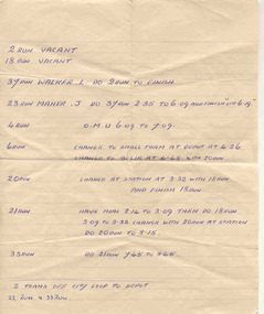 Document - Handwritten Notes, Tramcar operations, 1971?