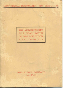 Manual, Bell Punch Co, "The Automaticket Bell Punch System of Fare Collection and Control", c1935