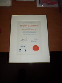 Certificate - Framed Certificate, Museums Australia, BTM Museum Accreditation 1998, 15/05/1998 12:00:00 AM