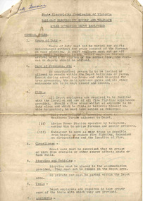 Document - Instruction, State Electricity Commission of Victoria (SECV), SEC "Rules Governing Depot Employees" and "Rules Governing Track Repair Employees", 1958