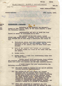 Administrative record - Memorandum, State Electricity Commission of Victoria (SECV), "Electrolysis - Ballarat", c1966