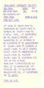 Ephemera - MMTB Special Table, Melbourne and Metropolitan Tramways Board (MMTB), Feb. 1982