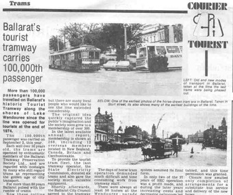 Newspaper, The Courier Ballarat, "Ballarat's tourist tramway carries 100,000th passenger", Oct. 1978