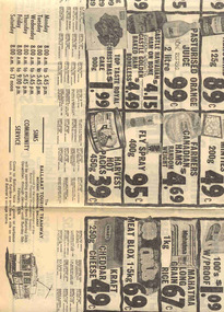 Newspaper, SSW Supermarkets and  Sims Markettes, advertising BTPS operating days, Dec. 1977